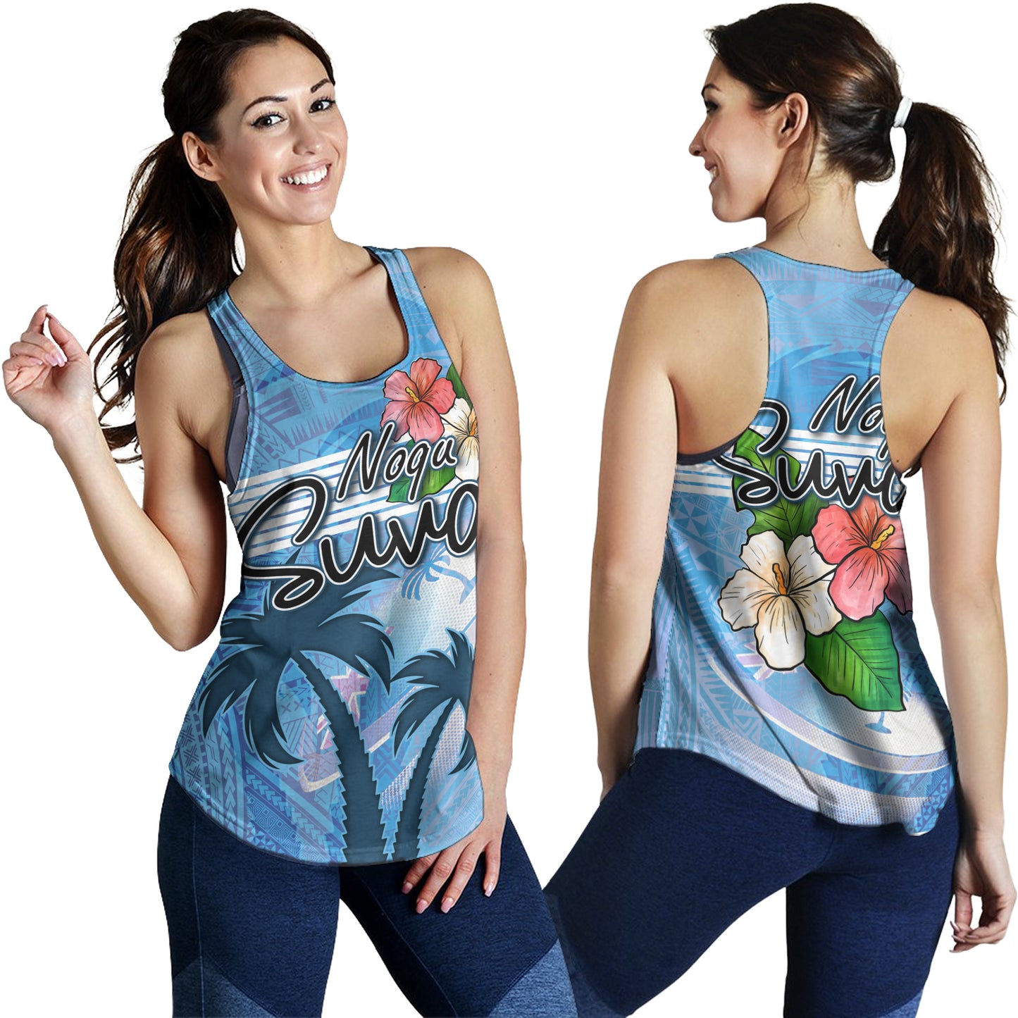 Fiji Women Tank Noqu Suva Palm Tree Traditional Patterns
