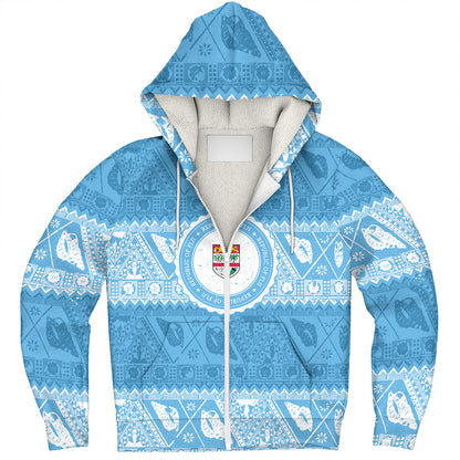 Fiji Sherpa Hoodie Tribal Pattern Vintage Style