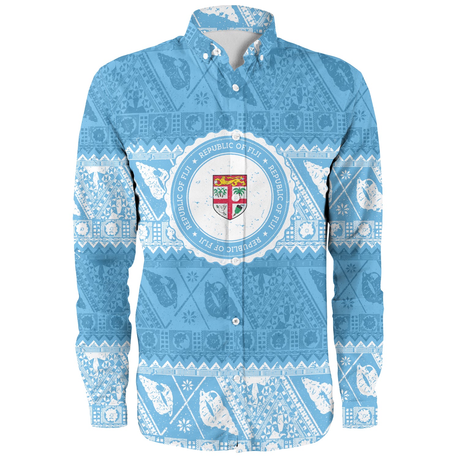 Fiji Long Sleeve Shirt Tribal Pattern Vintage Style