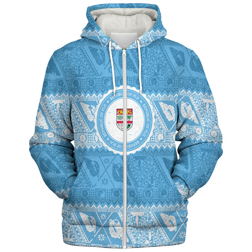 Fiji Sherpa Hoodie Tribal Pattern Vintage Style