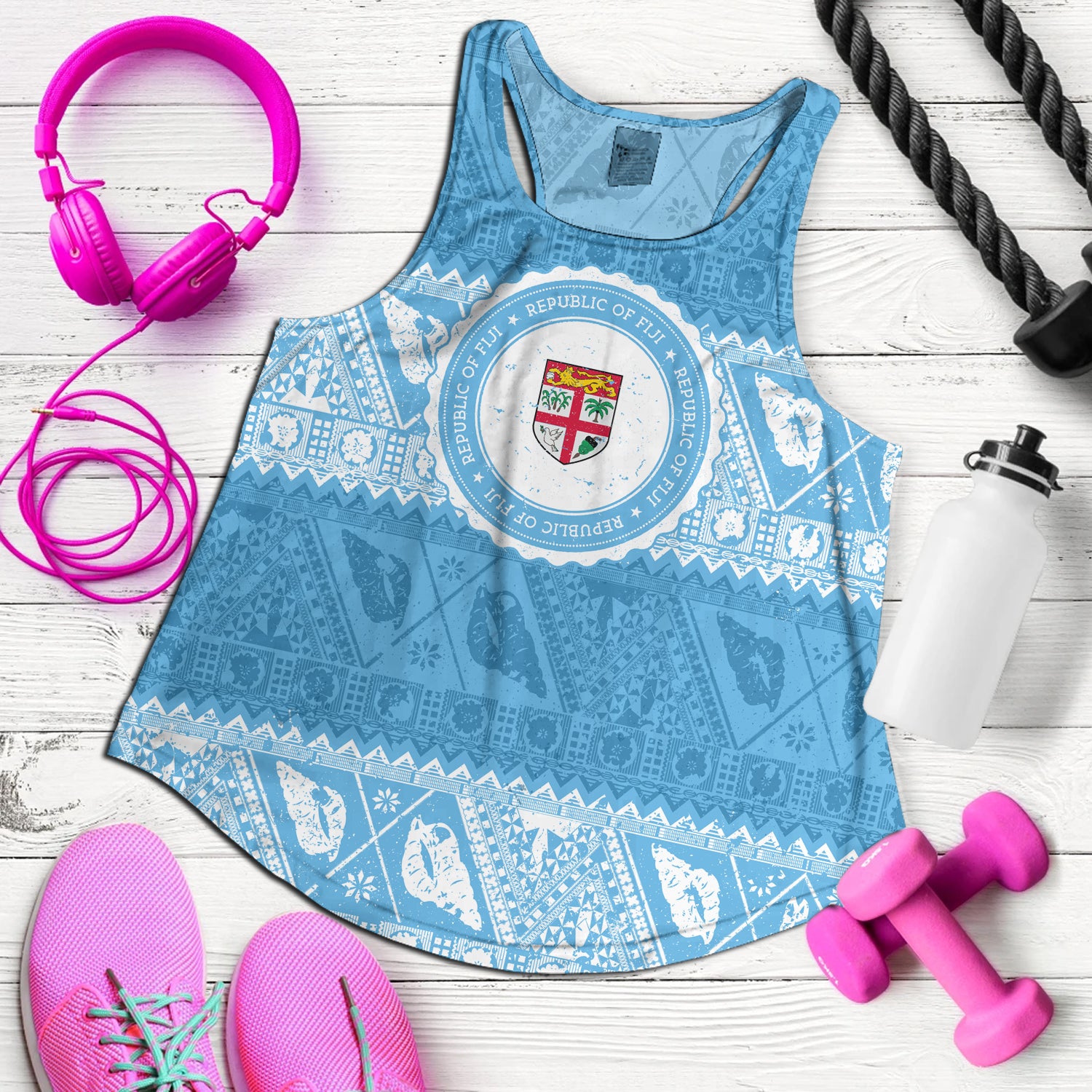 Fiji Women Tank Tribal Pattern Vintage Style