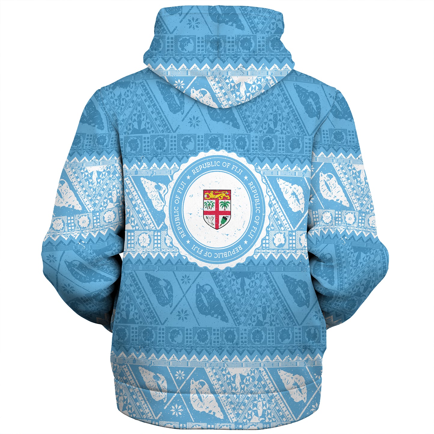 Fiji Sherpa Hoodie Tribal Pattern Vintage Style