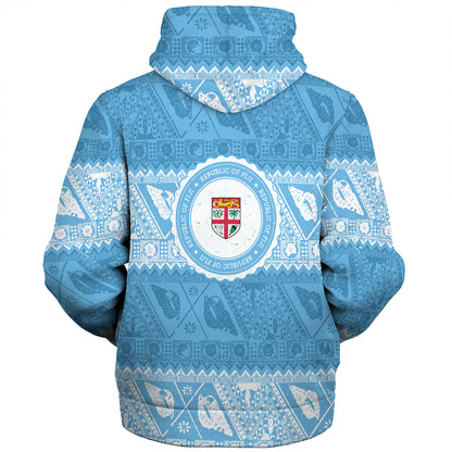 Fiji Sherpa Hoodie Tribal Pattern Vintage Style