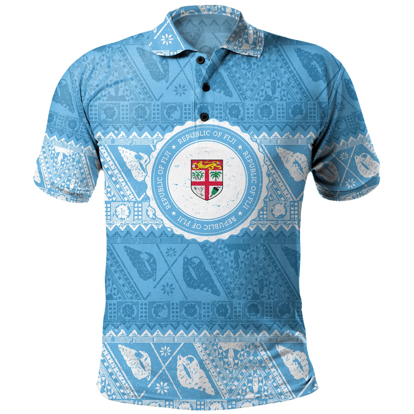 Fiji Polo Shirt Tribal Pattern Vintage Style