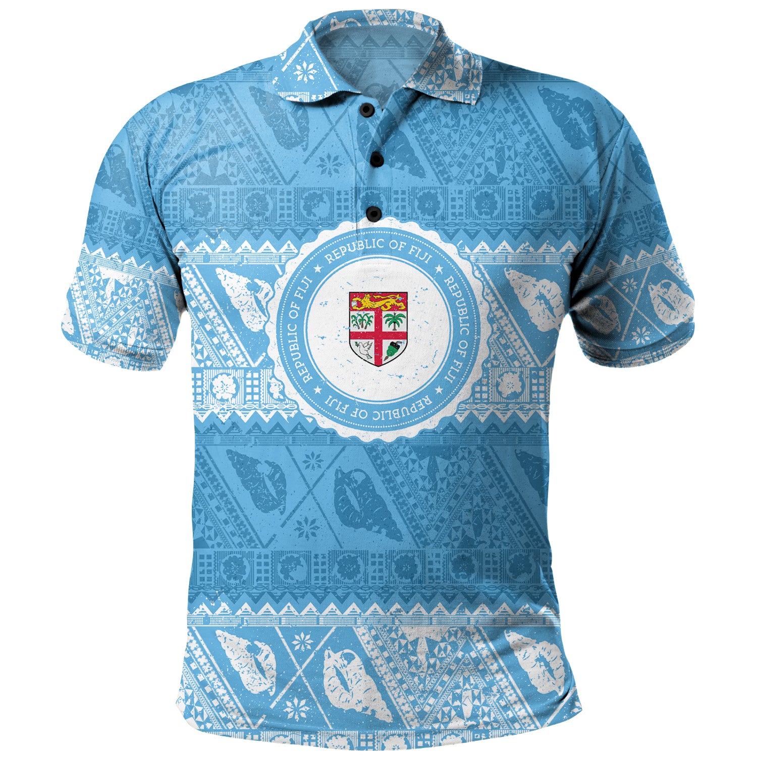 Fiji Polo Shirt Tribal Pattern Vintage Style