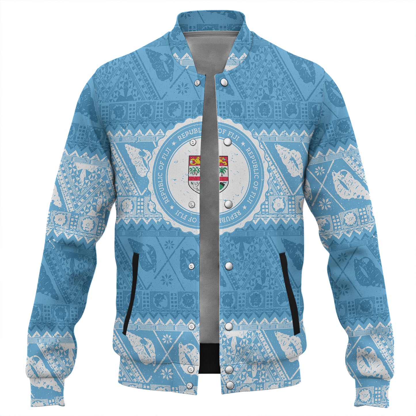 Fiji Baseball Jacket Tribal Pattern Vintage Style
