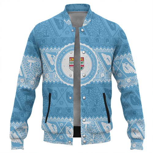 Fiji Baseball Jacket Tribal Pattern Vintage Style