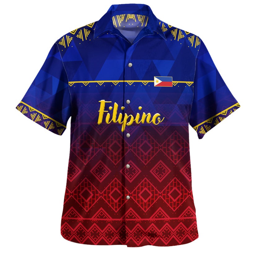 Philippines Filipinos Hawaiian Shirt Lowpolly Pattern with Tribal Motif