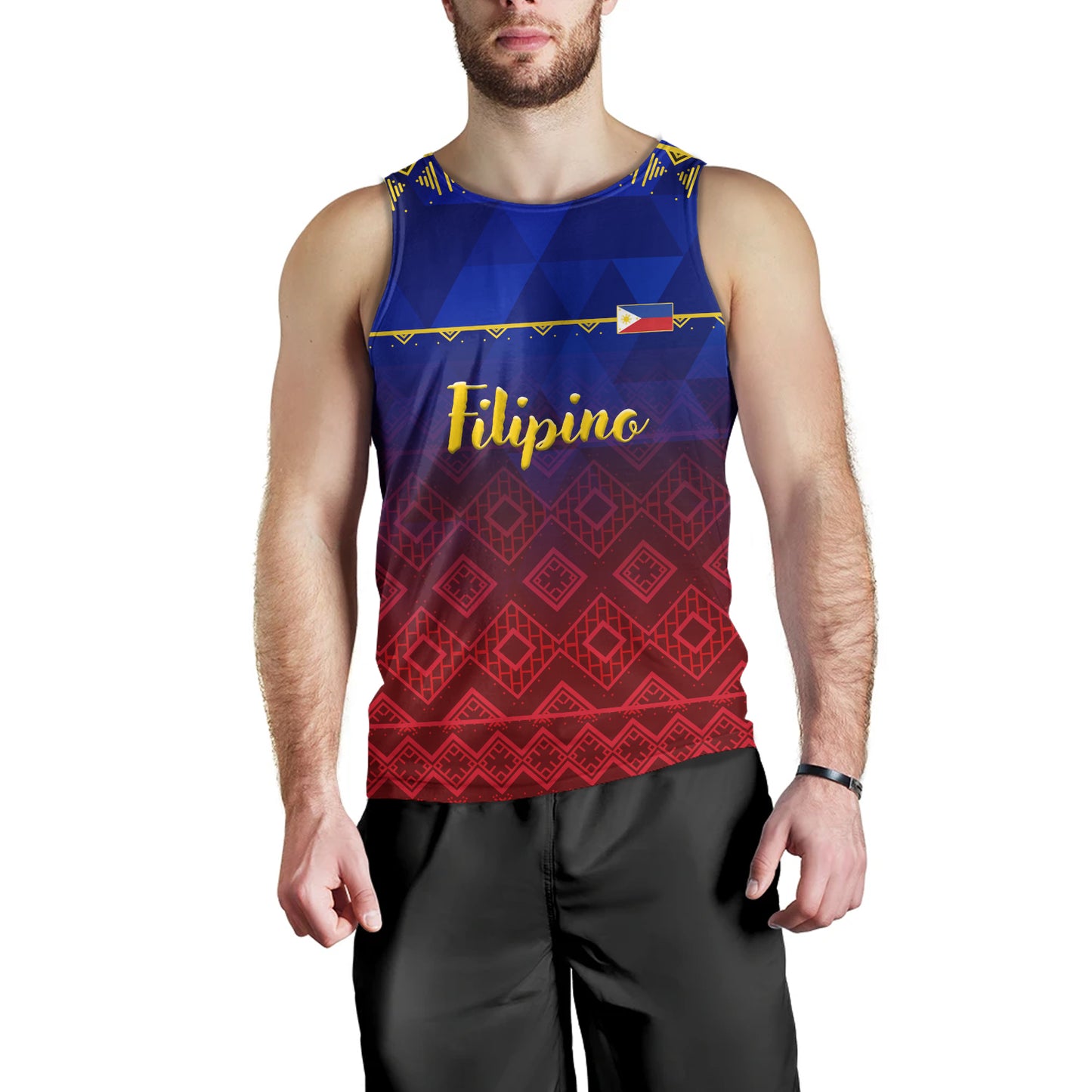 Philippines Filipinos Tank Top Lowpolly Pattern with Tribal Motif
