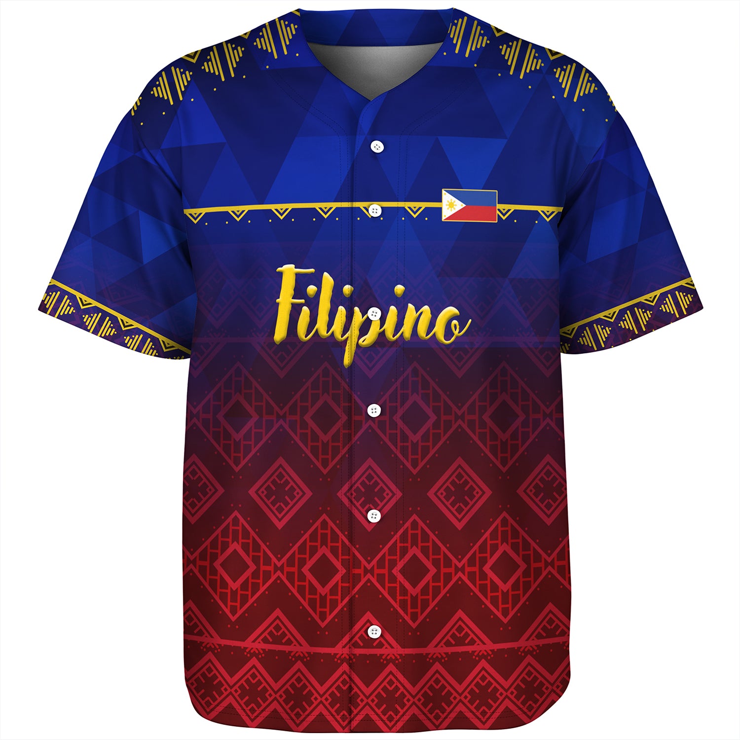 Philippines Filipinos Baseball Shirt Lowpolly Pattern with Tribal Motif