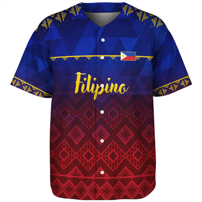 Philippines Filipinos Baseball Shirt Lowpolly Pattern with Tribal Motif