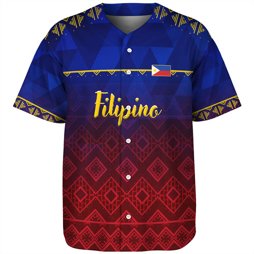 Philippines Filipinos Baseball Shirt Lowpolly Pattern with Tribal Motif