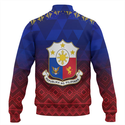 Philippines Filipinos Baseball Jacket Lowpolly Pattern with Tribal Motif