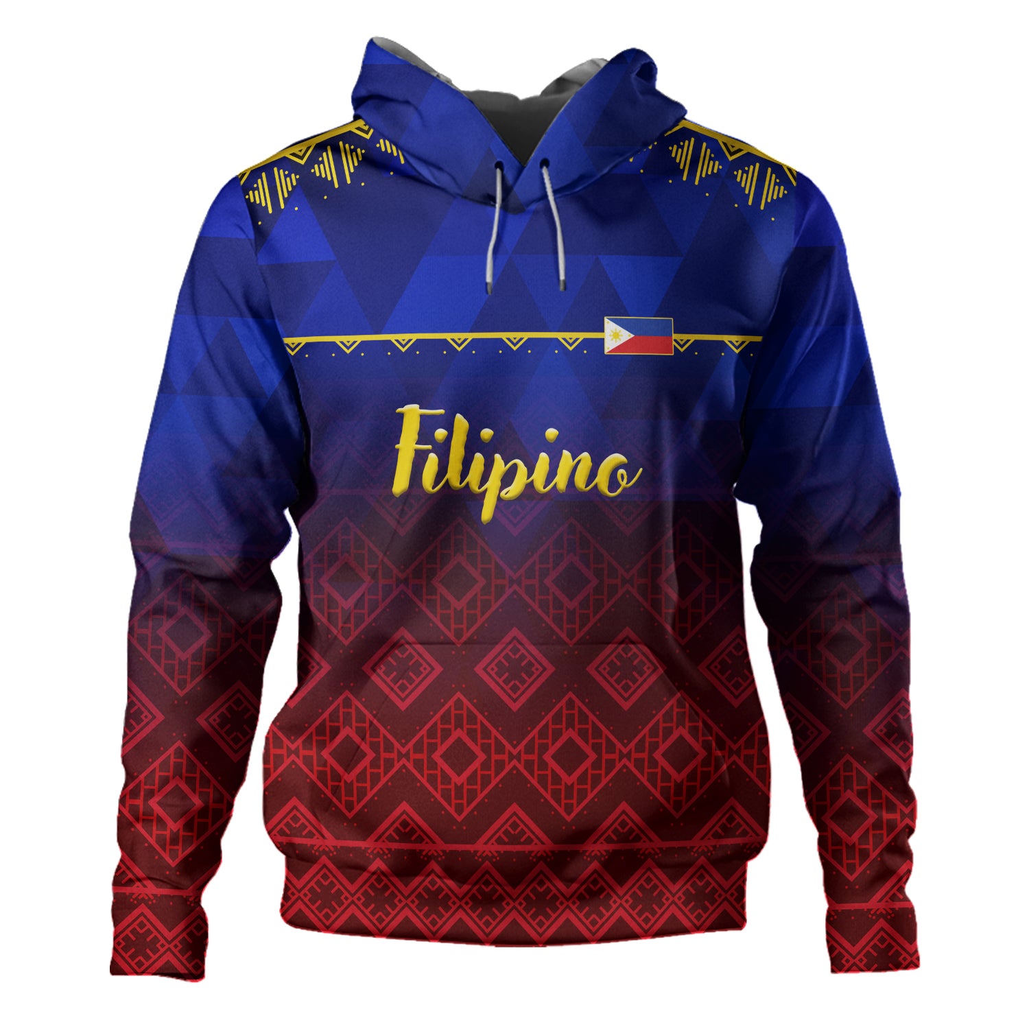 Philippines Filipinos Hoodie Lowpolly Pattern with Tribal Motif