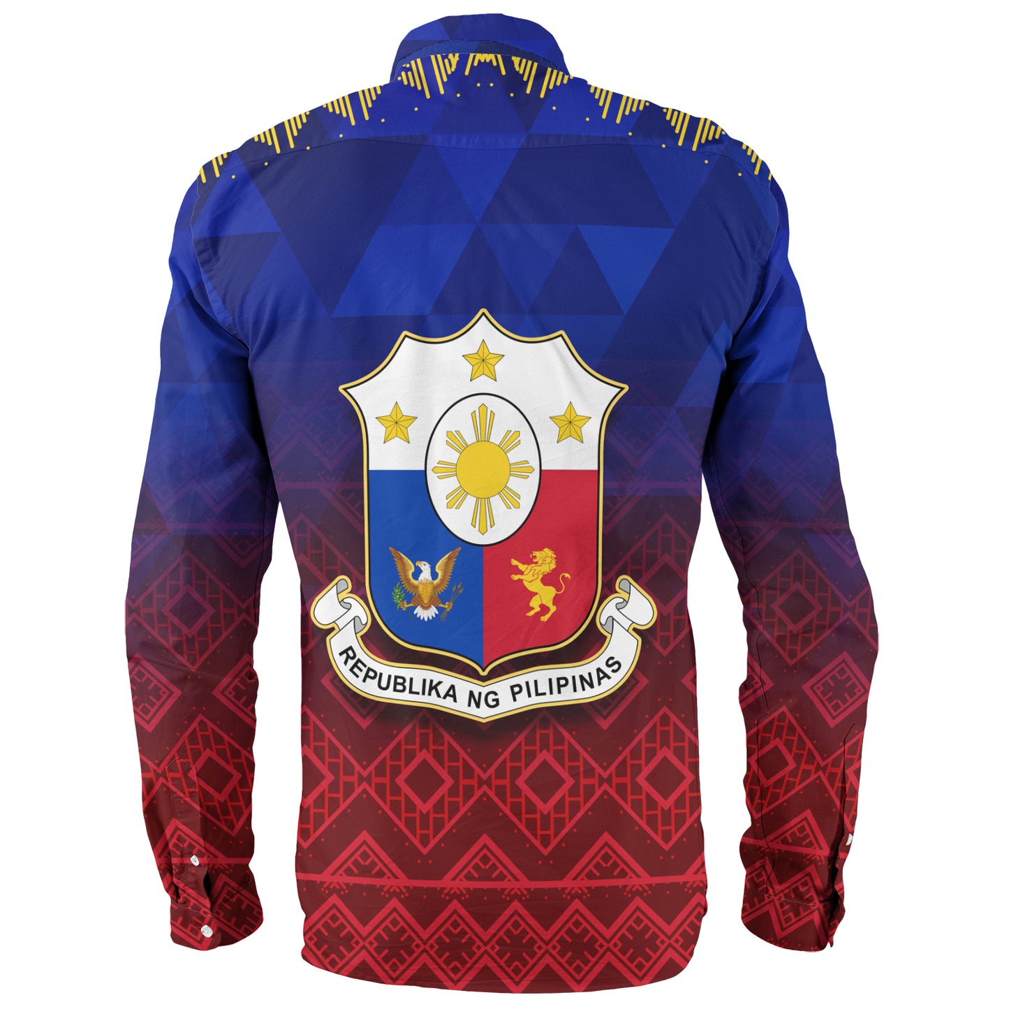 Philippines Filipinos Long Sleeve Shirt Lowpolly Pattern with Tribal Motif