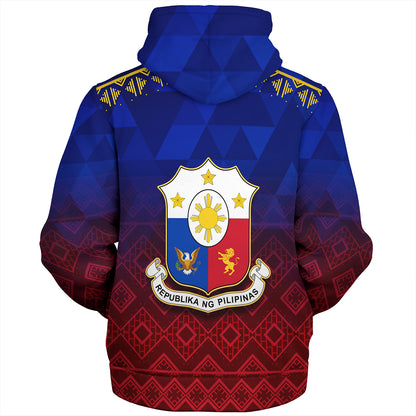 Philippines Filipinos Sherpa Hoodie Lowpolly Pattern with Tribal Motif