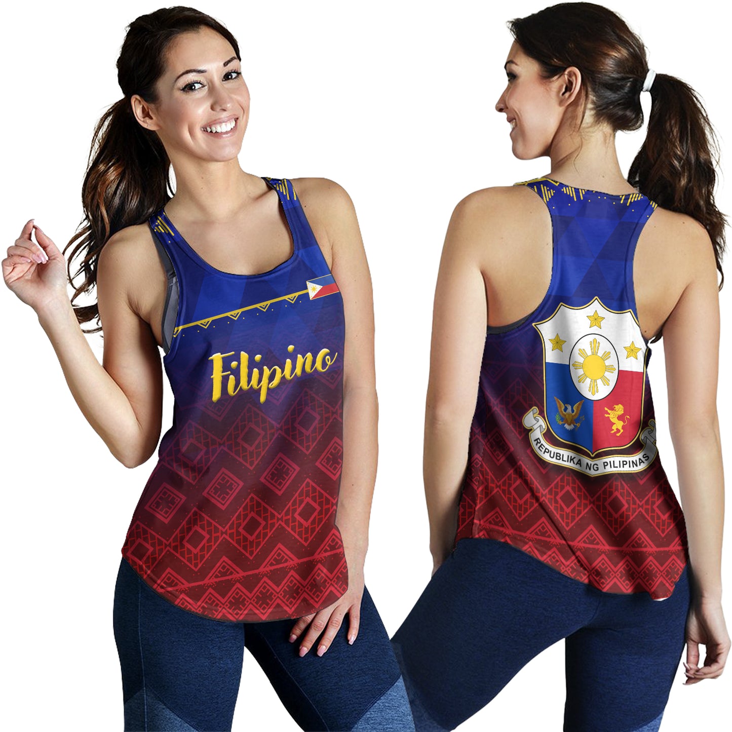 Philippines Filipinos Women Tank Lowpolly Pattern with Tribal Motif