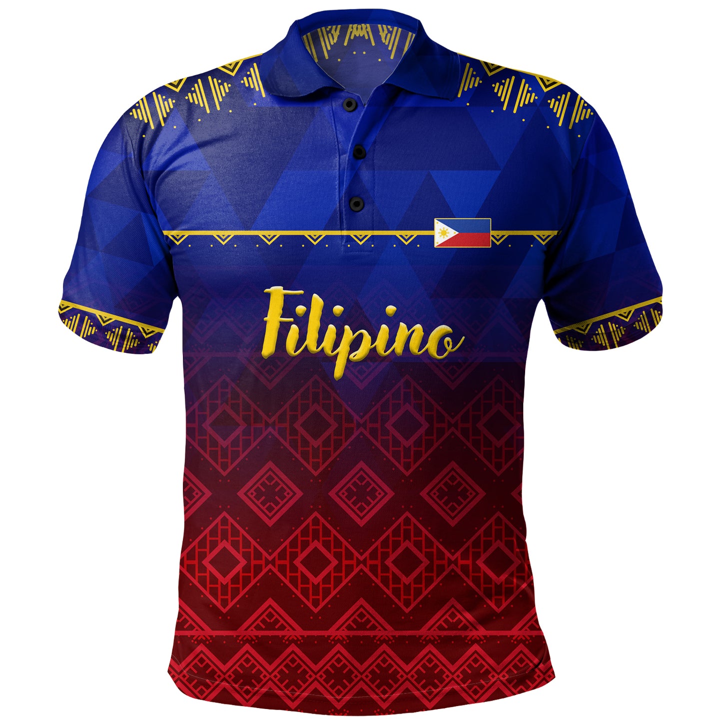 Philippines Filipinos Polo Shirt Lowpolly Pattern with Tribal Motif
