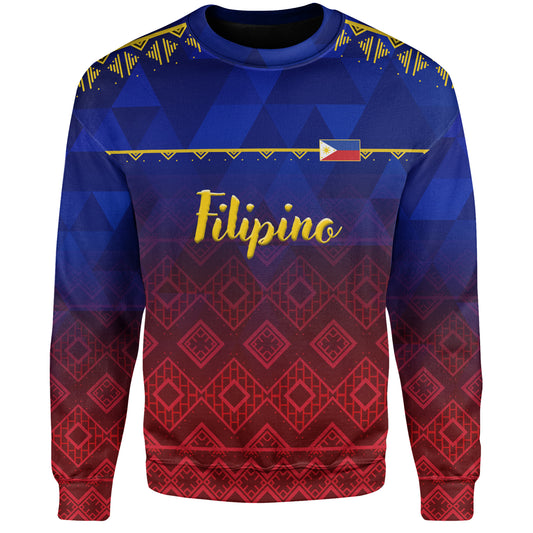 Philippines Filipinos Sweatshirt Lowpolly Pattern with Tribal Motif