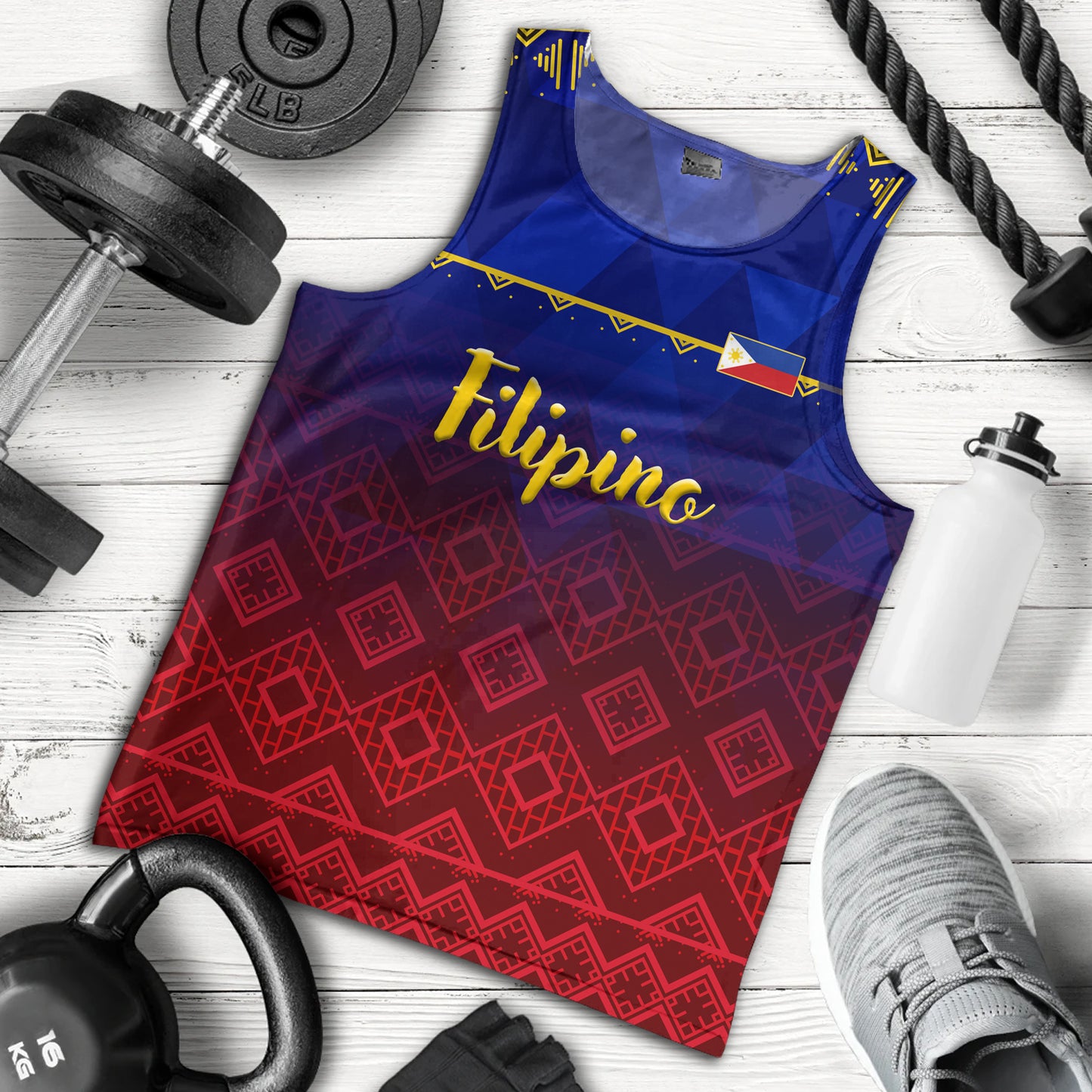 Philippines Filipinos Tank Top Lowpolly Pattern with Tribal Motif