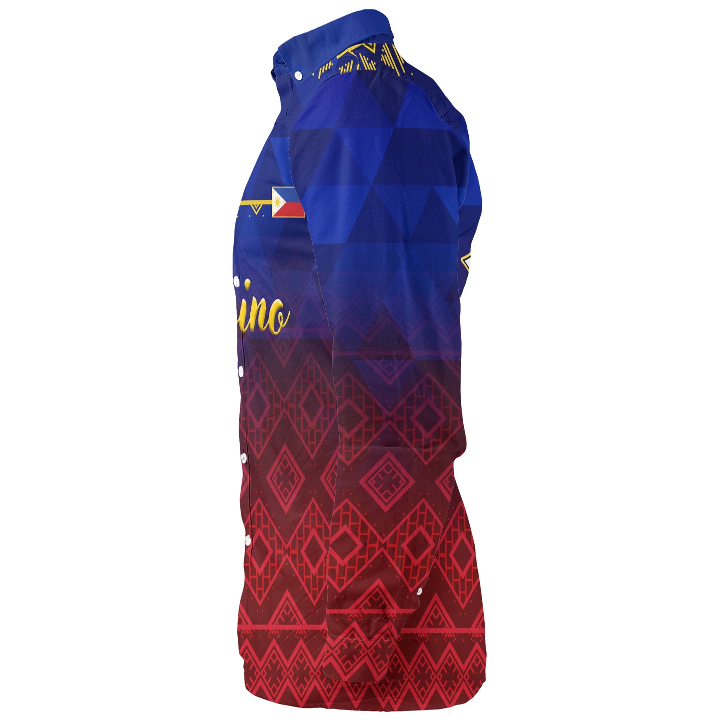 Philippines Filipinos Long Sleeve Shirt Lowpolly Pattern with Tribal Motif