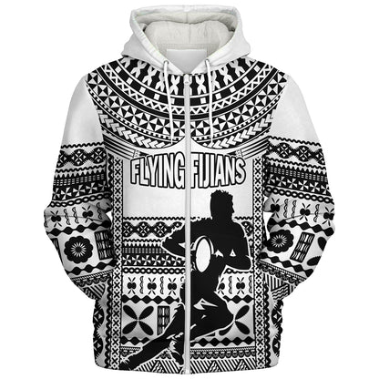 Fiji Sherpa Hoodie Flying Fijians Rugby Tribal Pattern 2023