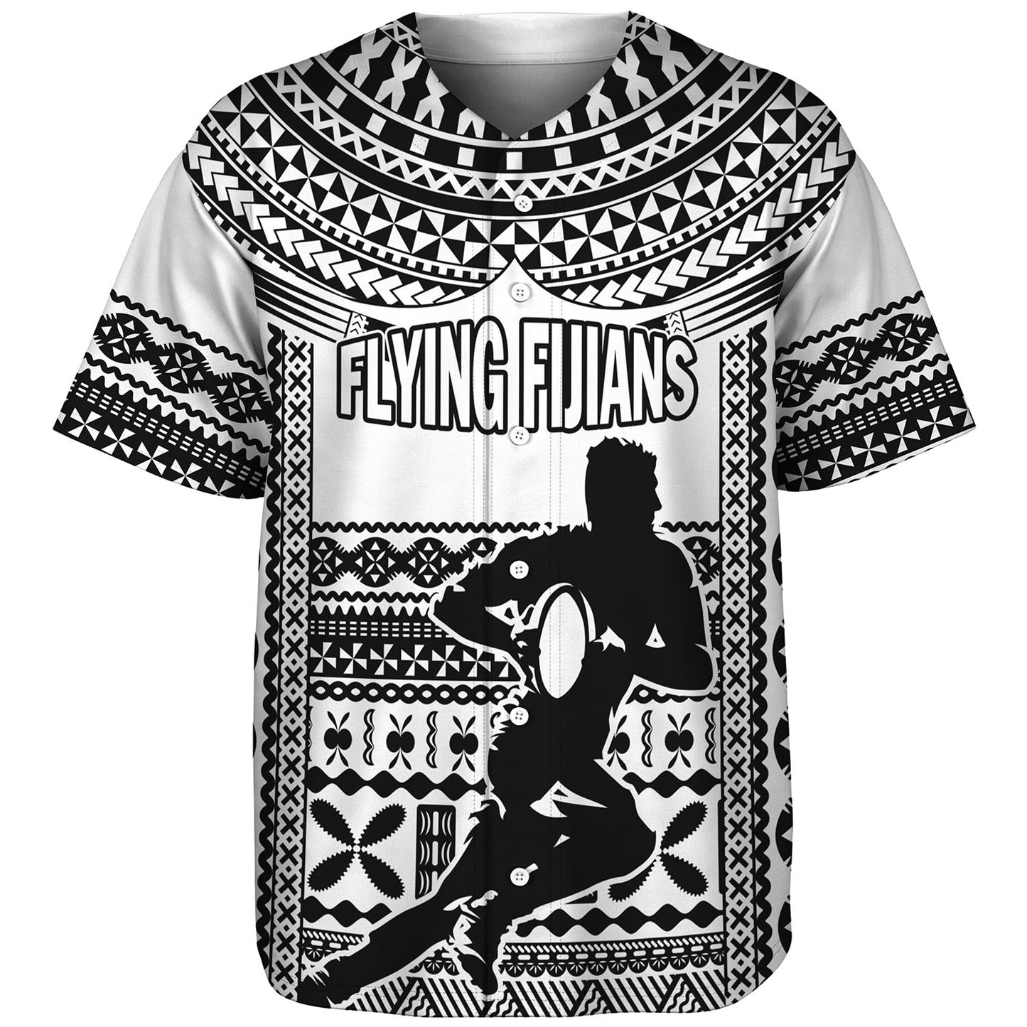 Fiji Baseball Shirt Flying Fijians Rugby Tribal Pattern 2023