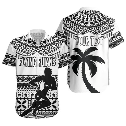 Fiji Short Sleeve Shirt Flying Fijians Rugby Tribal Pattern 2023