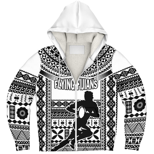 Fiji Sherpa Hoodie Flying Fijians Rugby Tribal Pattern 2023