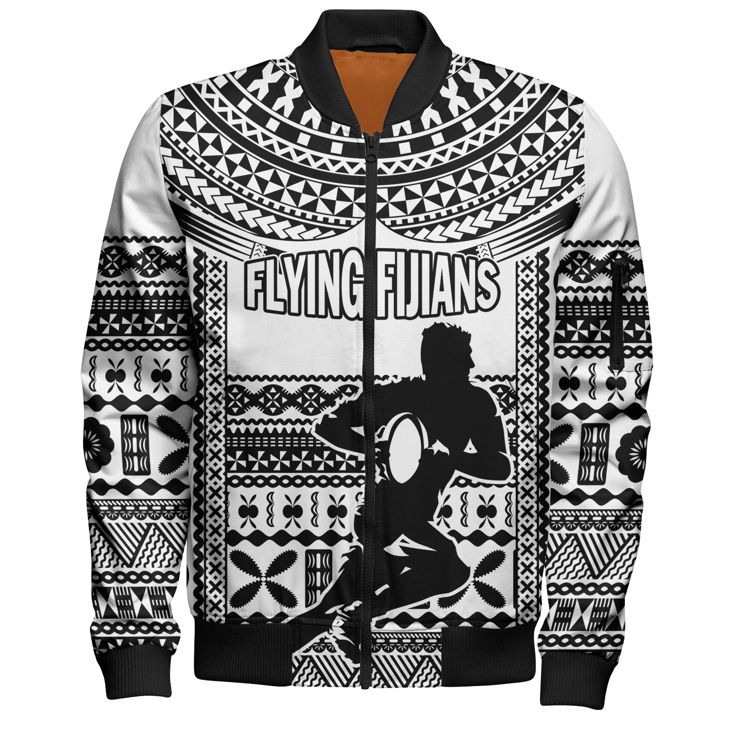 Fiji Bomber Jacket Flying Fijians Rugby Tribal Pattern 2023