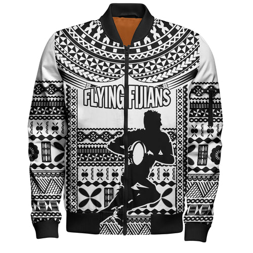Fiji Bomber Jacket Flying Fijians Rugby Tribal Pattern 2023