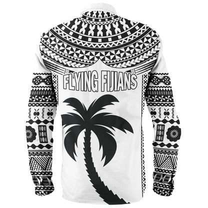 Fiji Long Sleeve Shirt Flying Fijians Rugby Tribal Pattern 2023