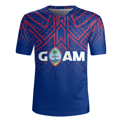 Guam Flag Color With Traditional Patterns Men's All Over Printing Rugby Jersey