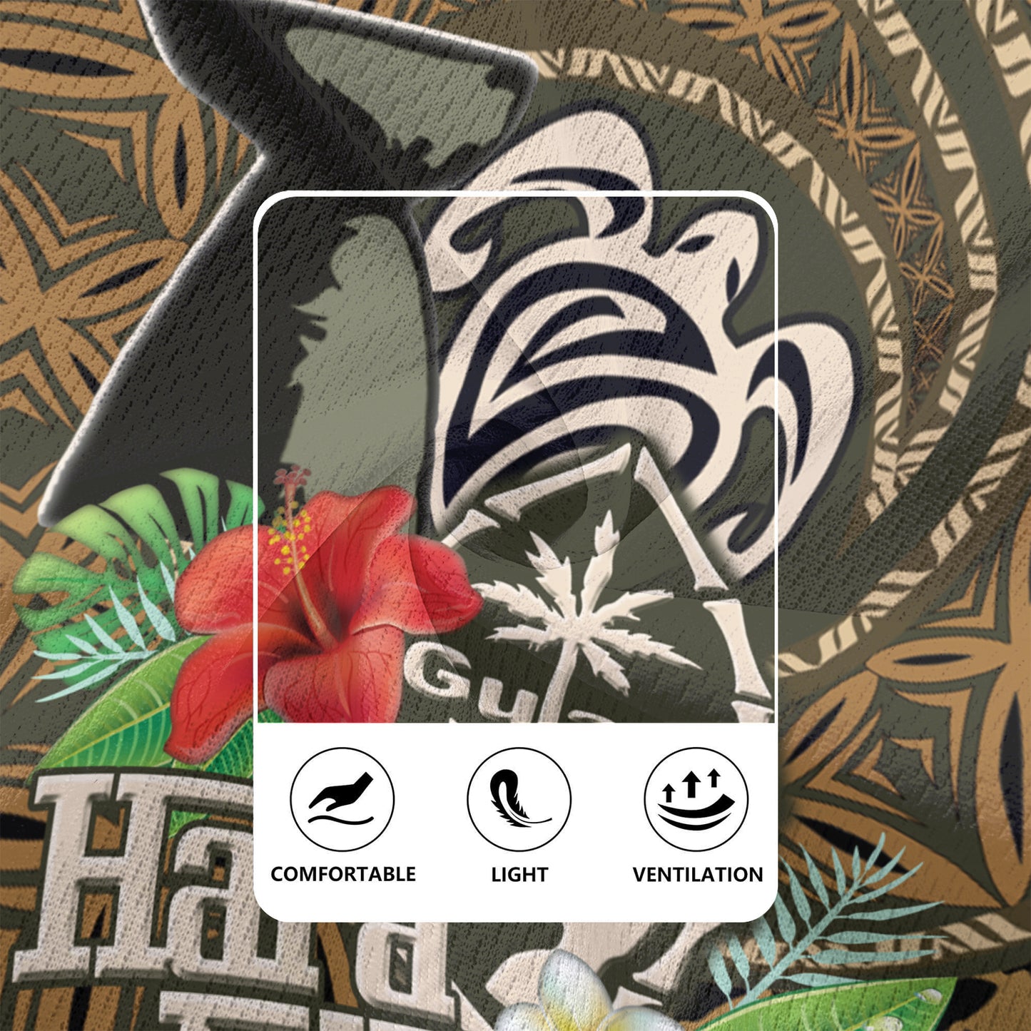 Guam Hafa Adai Seal Flower Tropical Retro Style Men's All Over Printing Rugby Jersey