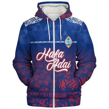 Guam Sherpa Hoodie Guam Hafa Adai Tropical Pattern