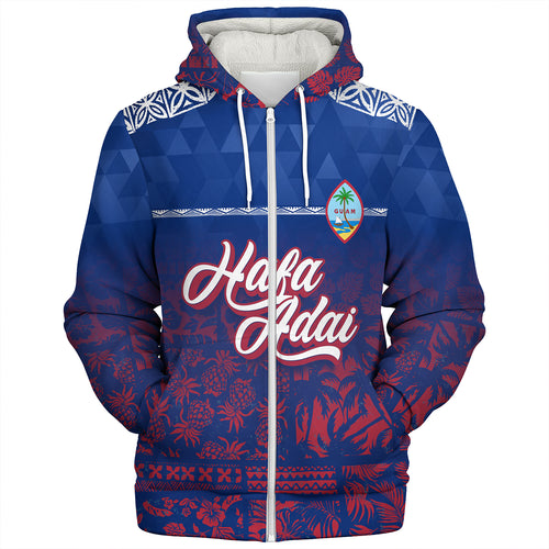 Guam Sherpa Hoodie Guam Hafa Adai Tropical Pattern