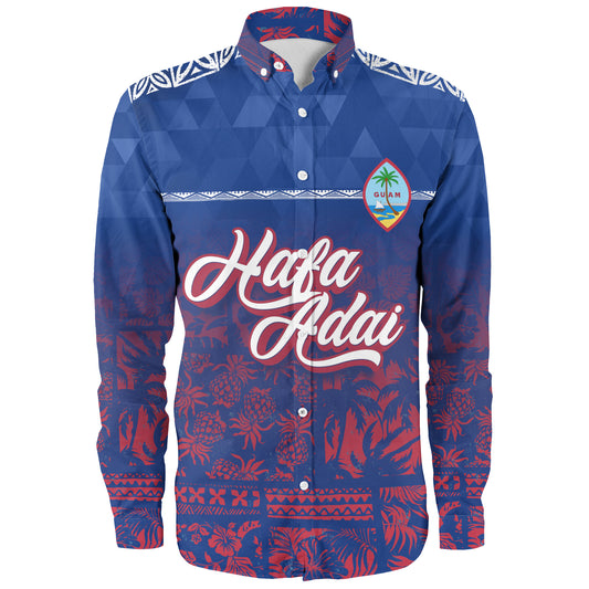 Guam Long Sleeve Shirt Guam Hafa Adai Tropical Pattern