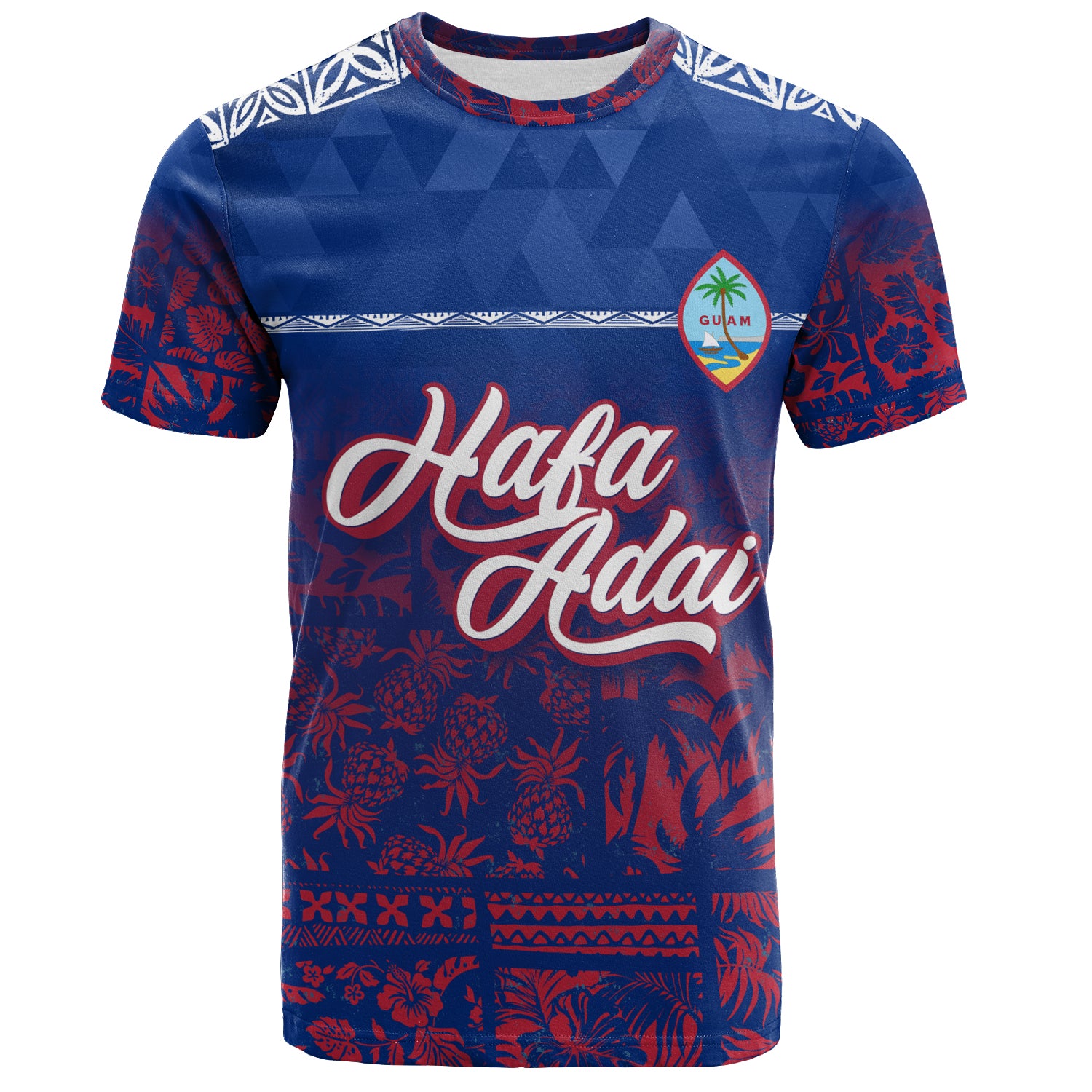 Guam T-Shirt Guam Hafa Adai Tropical Pattern