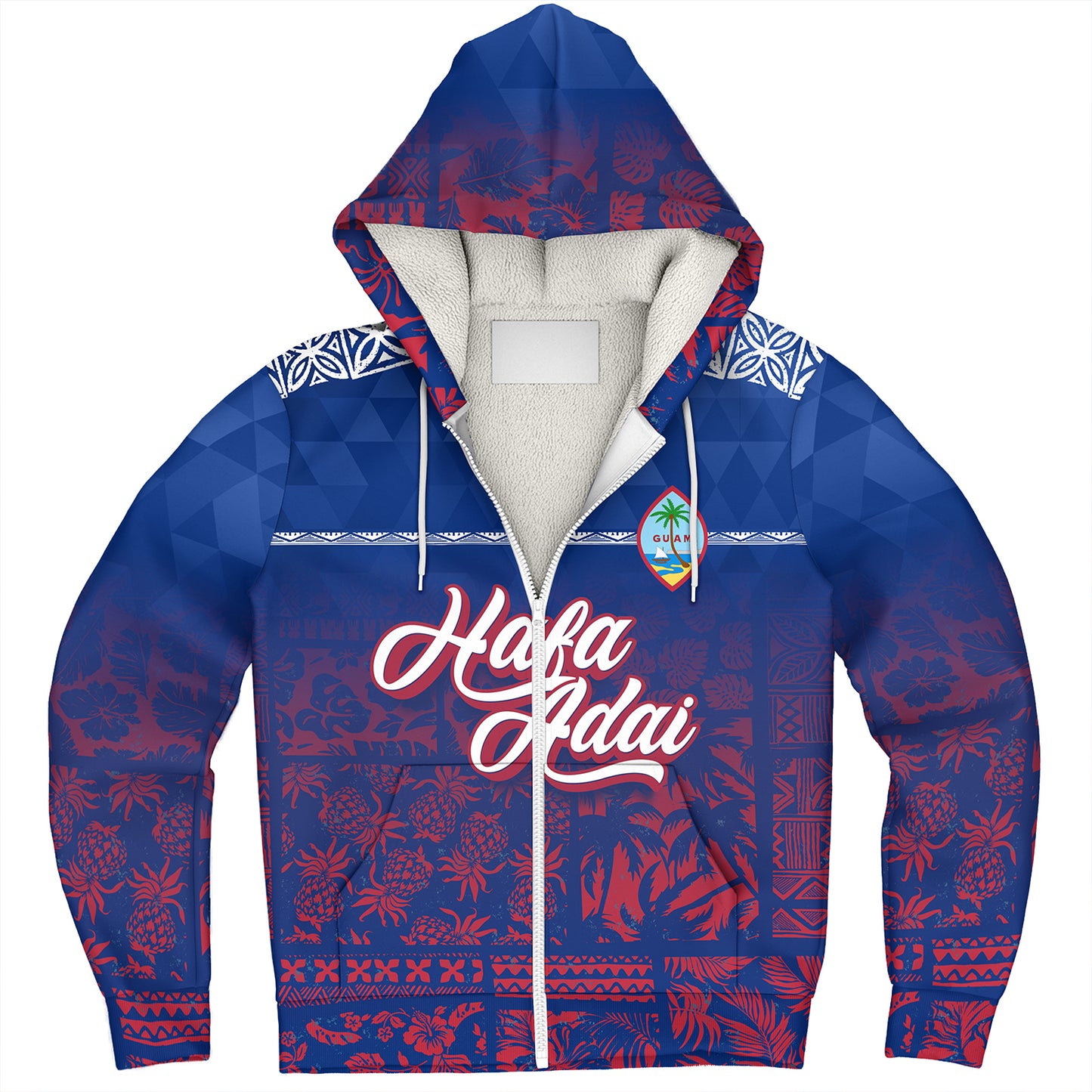 Guam Sherpa Hoodie Guam Hafa Adai Tropical Pattern