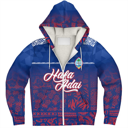 Guam Sherpa Hoodie Guam Hafa Adai Tropical Pattern
