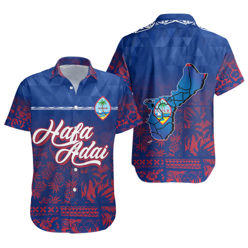 Guam Short Sleeve Shirt Guam Hafa Adai Tropical Pattern