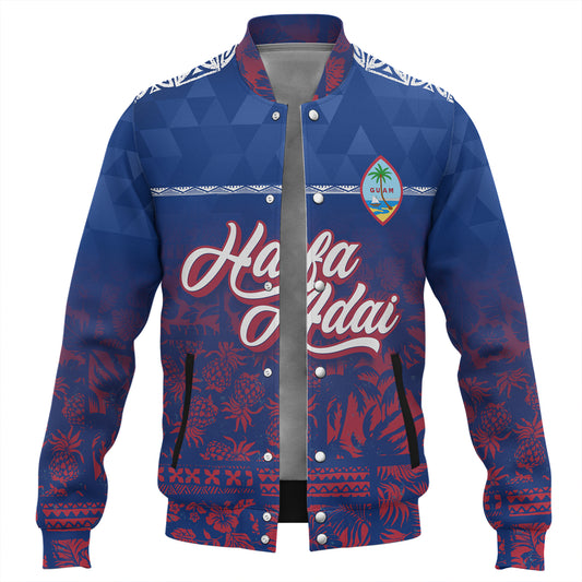 Guam Baseball Jacket Guam Hafa Adai Tropical Pattern