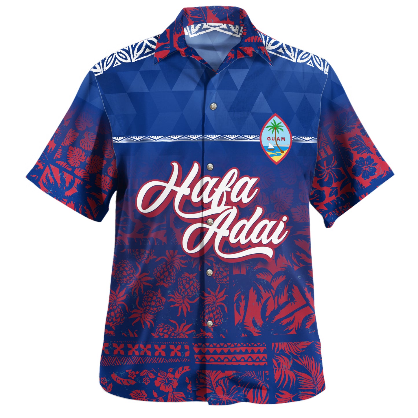 Yap State Hawaiian Shirt Custom Yapese Blood Inside Me Polynesian Sleeve Tattoo Tropical Blue