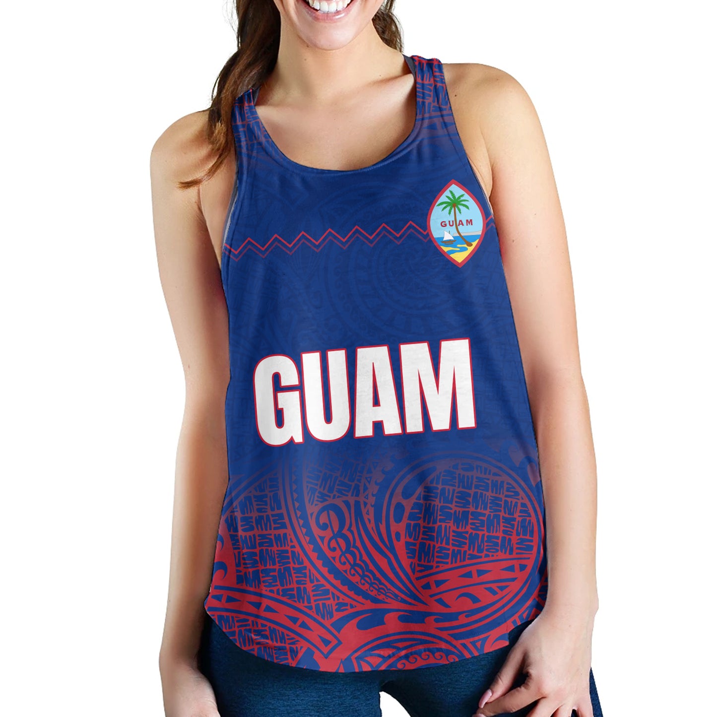 Guam Women Tank White Latte Stone Guam Polynesian