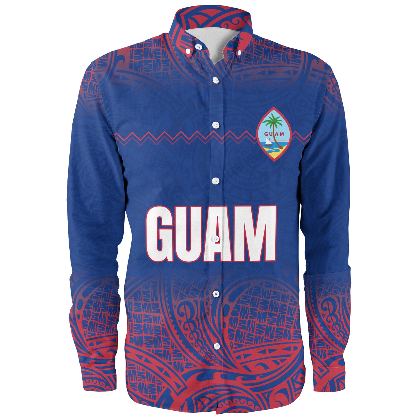 Guam Long Sleeve Shirt White Latte Stone Guam Polynesian