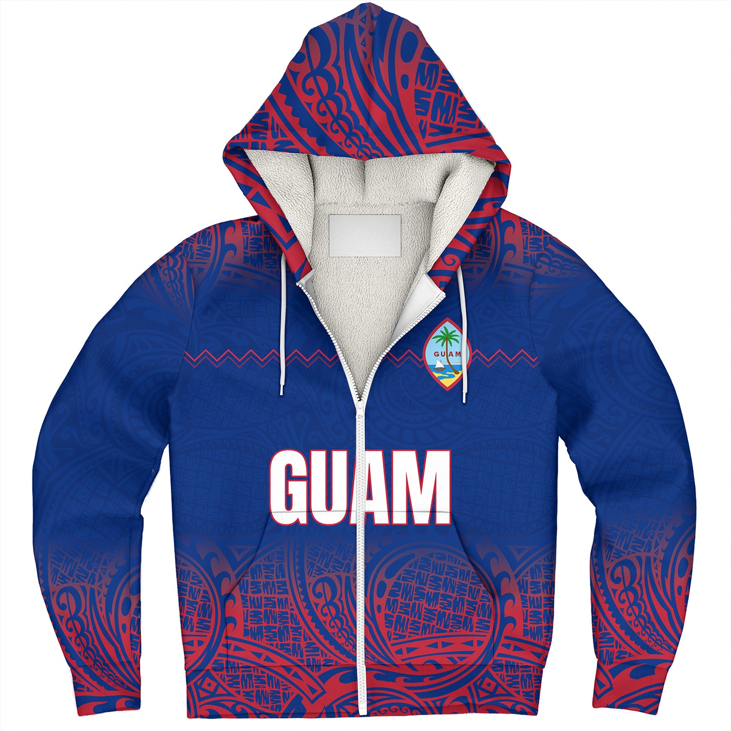 Guam Sherpa Hoodie White Latte Stone Guam Polynesian