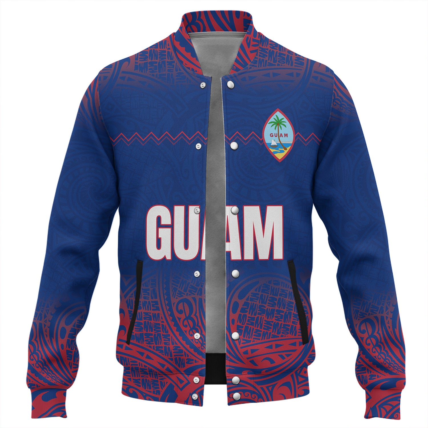 Guam Baseball Jacket White Latte Stone Guam Polynesian