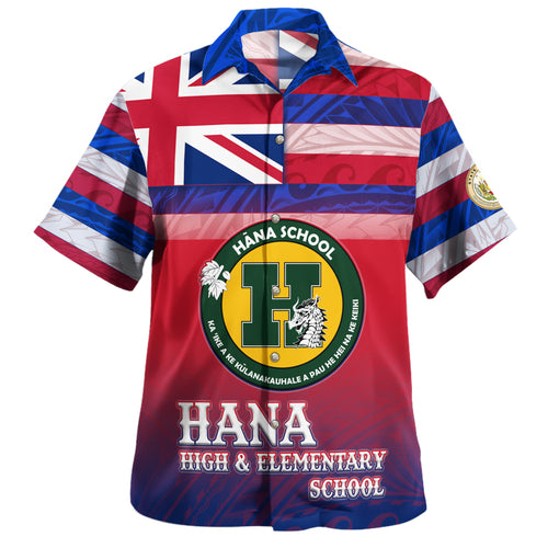 Hawaii Hana High and Elementary School Hawaii Shirt Flag Color With Traditional Patterns