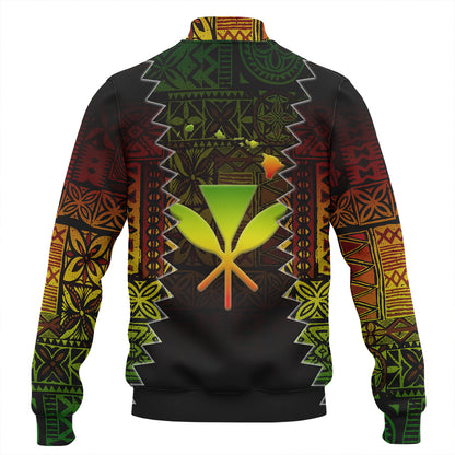 Hawaii Baseball Jacket Polynesian Tribal Motif Reggae Color