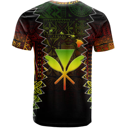 Hawaii T-Shirt Polynesian Tribal Motif Reggae Color